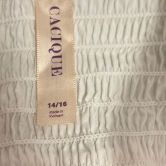 NWT Cacique White Blue Embroidered Sundress Women’s 14/16 Adjustable Straps Boho - Picture 5 of 11